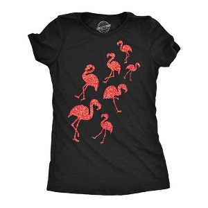 Womens Glitter Flamingos T Shirt Funny Cute Top Vacation Graphic Novelty Tee for Ladies - Crazy Dog Women's T Shirt for Animal Lovers - 1 of 4