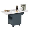 Gulches 39.4" Folding Dining Table - White Marble Look, Storage & Drawer, 4 Wheels, Space-Saving for Home - 2 of 4