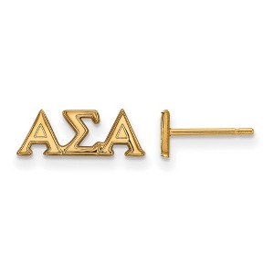 Black Bow Jewelry 14k Yellow Gold Plated Sterling Silver Alpha Sigma Alpha Greek Life Stud Earrings - 1 of 3
