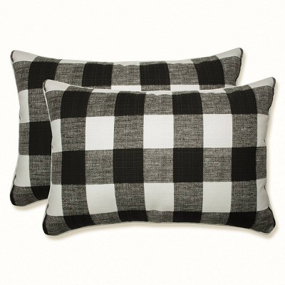 2pk Oversize Anderson Rectangular Throw Pillows Black - Pillow Perfect: Weather-Resistant, Nautical Style, Non-Woven Fabric