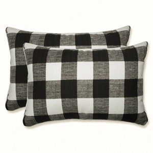 2pk Oversize Anderson Rectangular Throw Pillows Black - Pillow Perfect: Weather-Resistant, Nautical Style, Non-Woven Fabric - 1 of 4