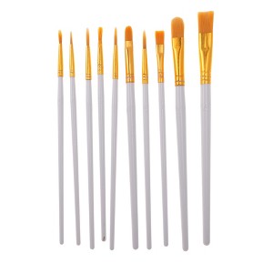 Unique Bargains Paint Brush Setfor Oil Paints Nylon Bristles with Aluminum Collar and Plastic Handle 10 Pcs - 1 of 3