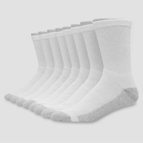 Men's Hanes Crew Socks with FreshIQ 8pk - White 6-12