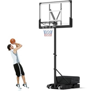 Safstar Basketball Hoop Outdoor System w/ 45 Inch Shatterproof PC Backboard Wheels - 1 of 4