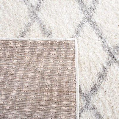 Ivory and Light Grey Square Synthetic Shag Rug, 6'7"