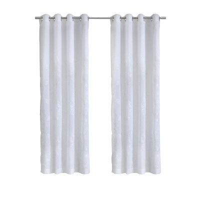 Habitat 100% Polyester Selina Sheer Grommet Leaf Embroidered Curtain Panel White