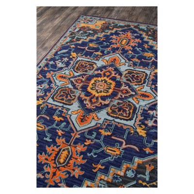 Navy Wool Tufted Medallion Accent Rug 2' x 3'