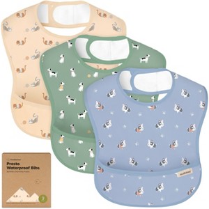 KeaBabies 3pk Presto Baby Bibs Waterproof with Food Catcher, Lightweight Toddler Bibs for Eating - 1 of 4