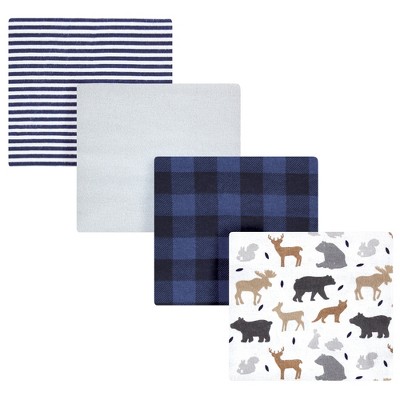 Hudson Baby Infant Boy Cotton Flannel Receiving Blankets, Woodland Silhouette, One Size