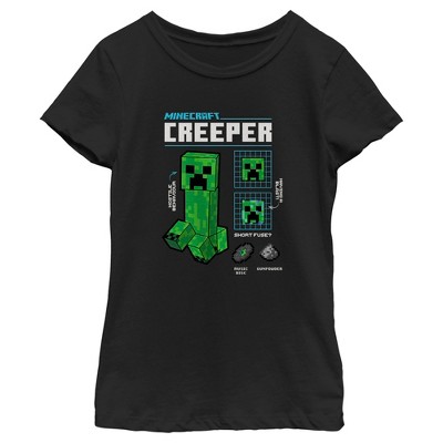 Girl's Minecraft Legends Creeper Logo T-Shirt - Mint - Large