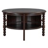 Anybear Vintage Round Coffee Table, Slatted Design Coffee Table for Small Space - 2 of 4