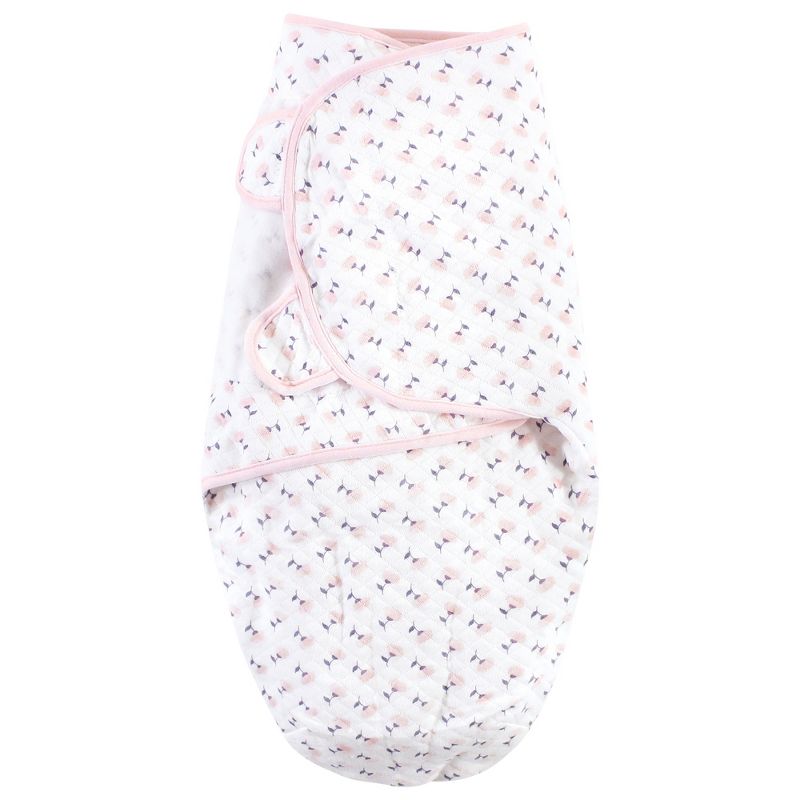 Hudson Baby Infant Girl Quilted Cotton Swaddle Wrap 3pk, Pink Navy Floral, 0-3 Months, 6 of 7
