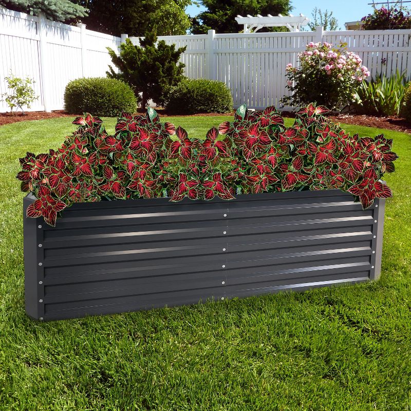 Sunnydaze Outdoor Vegetable or Flower Galvalume Steel Raised Garden Bed for Backyard or Garden - Rectangle - 71", 2 of 12