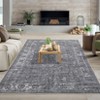 Large Machine Washable Area Rug for Bedroom 8x10 Living Room Vintage Floral Print Stain Resistant Accent Rug Non-Slip Foldable Distressed Carpet - 3 of 4