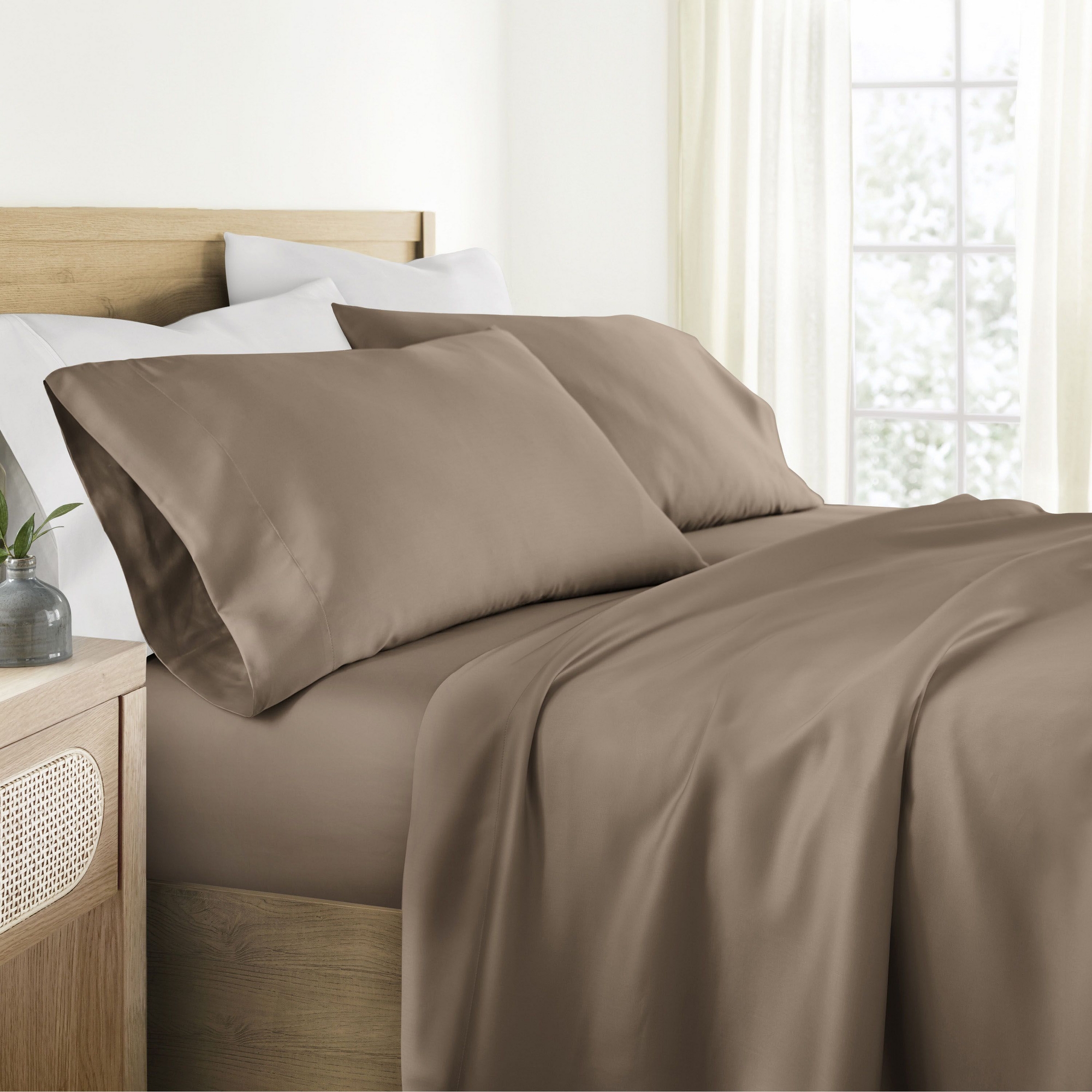 Softest Rayon made from Bamboo 4 Piece Sheet Set - Becky Cameron, Taupe, King