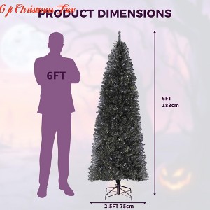 Halloween 6 ft/7.5 ft Christmas Tree, Artificial Pencil Christmas Tree with Sturdy Metal Stand & Realistic Branch Tips - 1 of 4