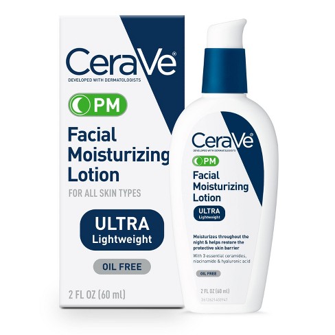 Cerave Pm Moisturizing Lotion, Night Cream For All Skin Types - 2 Fl Oz​​ :  Target