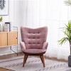 OUTSUPPLY Accent Chair and Ottoman Set, Solid Rubber Wood Frame, 300 lb Capacity, Modern Wingback Design - 2 of 4