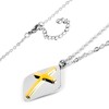 West Coast Jewelry Women's Polished Gold Cross Domed Diamond-Shape Two-Tone Steel Necklace - 16" - 3 of 3