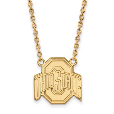 Black Bow Jewelry 10k Yellow Gold Ohio State Buckeyes NCAA Necklace 18 Inch