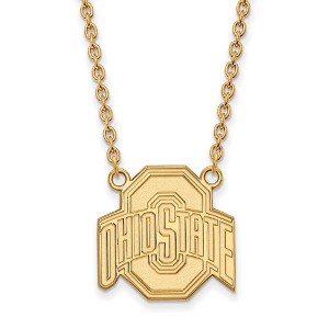 Black Bow Jewelry 10k Yellow Gold Ohio State Buckeyes NCAA Necklace 18 Inch - 1 of 4