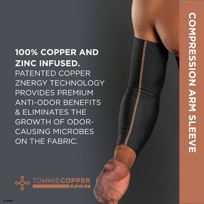 Black Compression Arm Sleeve with Copper Infusion, Large/Extra-Large