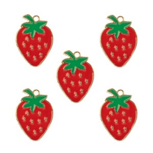 John Bead Sweet & Petite Charms 27x20mm Strawberry, 5pcs - 1 of 4