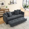 TiramisuBest 77.9-inch folding dual-purpose three-seater dark grey flannel sofa that can be pulled out and turned into a bed, Modular Sectio - 3 of 4