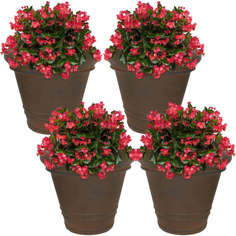Sunnydaze Crozier Polyresin Outdoor/Indoor Heavy-Duty Double-Walled Fade-Resistant Flower Pot Planter - 16" Diameter - Rust, 5 of 8