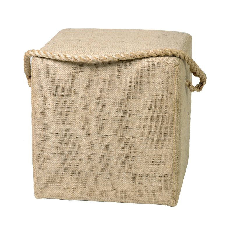Saanich Traditional Tan Jute Stool White Washed - East at Main, 4 of 7
