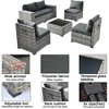 XIZZI 6 PCS Patio Furniture Set, Wide Armrest Outdoor Sectional Sofa, All Weather PE Rattan Outside Conversation Set with Coffee Table, Black - 4 of 4