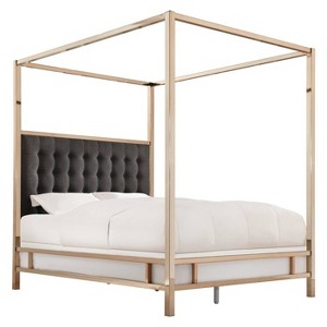 Manhattan Champagne Gold Canopy Bed - King - Charcoal - Inspire Q, Grey