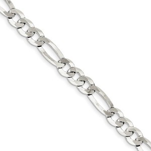 Black Bow Jewelry 8.5mm Sterling Silver Flat Figaro Chain Bracelet - 1 of 4