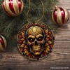 Spine-Chilling Haunting Skull Stained Glass Style Ceramic Ornament, Halloween Themed Christmas Gift and Decor| OrnamentallyYou - 4 of 4