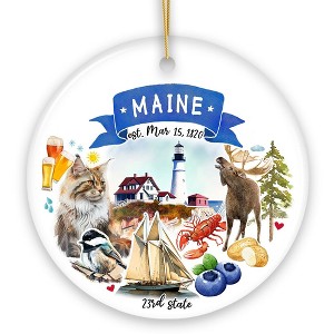 Artistic Maine State Themes and Landmarks Christmas Ornament| OrnamentallyYou - 1 of 4