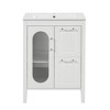 FAMYYT 24 in. Single Sink Freestanding White Bath Vanity with White Ceramic Top, Adjustable Shelves, 2 Drawer - 4 of 4