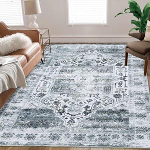GustoWave 8' x 10' Retro Oriental Low Pile Thin Foldable Washable Area Rug - 1 of 4