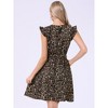 INSPIRE CHIC Women's Leopard Ruffled Sleeve Round Neck Flowy Belted A-Line Mini Dresses - 3 of 4