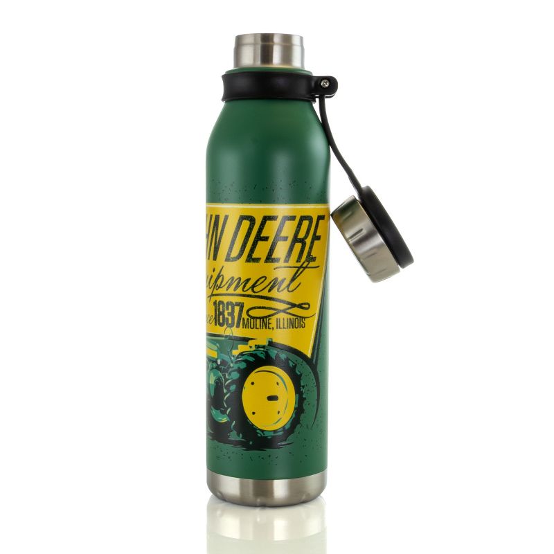 John Deere 25.5 Ounce Stainless Steel Thermal Bottle in Green with Cap and Carry Loop, 3 of 10