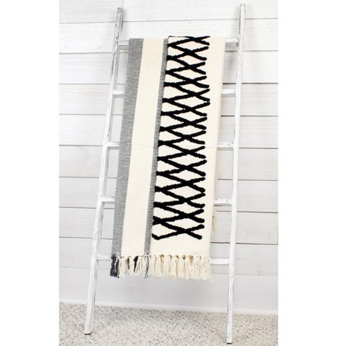 Black and discount white boho throw