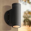Possini Euro Design Modern Outdoor Wall Light Fixture Matte Black Cylinder 6 1/2" Tempered Glass Lens Up Down for Exterior House - 2 of 4