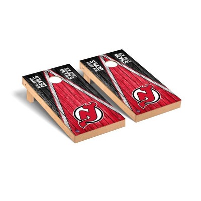 NHL New Jersey Devils Premium Cornhole Board Weathered Triangle Version