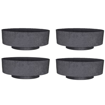 The HC Companies 6 Inch Round Plastic Capri Bowl Decorative Indoor Flower Succulent Planter Pot with Drain Plug Hole, Faux Concrete (4 Pack)