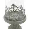 Slickblue Cement Hurricane Base, Candle Holder with Glass and Iron Fence, Rustic Distressed Style - 3 of 3
