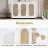 Retro 3-Door Sideboard with Large Storage Space Artificial Rattan Doors and Metal Handles, Accent Cabinet for Living Room and Hallway (White) - 3 of 4