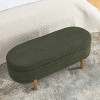 GlasFlength Ottomans and Benches Portable Oval Storage Bench with Rubber Wood Legs Fashion Design for Living Spaces, Green, 46.65"*18.11"*7.88" - 2 of 4
