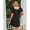 Clearlove Women Summer Back Bow Tie Mini Dress Square Neck Puff Short Sleeve A Line Dress - 4 of 4
