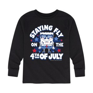 Boys' - SpongeBob SquarePants - Fly on the 4th of July Long Sleeve Graphic T-Shirt - 1 of 4