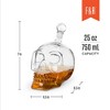 Foster & Rye Skull Liquor Decanter, Clear Glass Skull Shaped Whiskey Decanter with Stopper, 25 Ounce Capacity, Set of 1 - 3 of 4