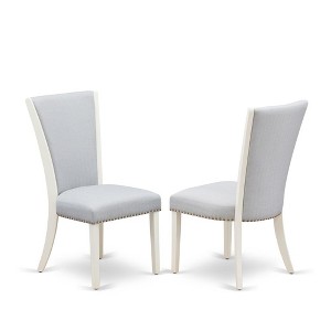 East West Furniture, Set of 2 Upholstered Chair- Parson Chairs Includes Linen White Wood Frame - 1 of 4